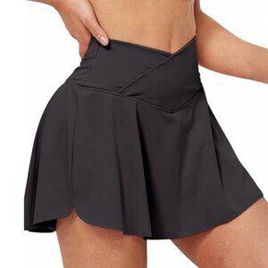 NEW Halara Everyday Lucid Black Crossover Tennis Skirt Size XS